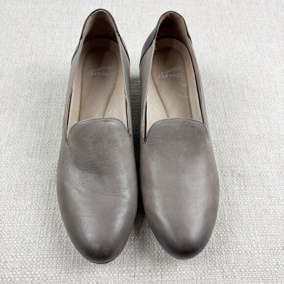 Dansko Preston Loafers Womens 40 US 9.5 - 10 Block Heels Grey Leather Comfort - Picture 2 of 13